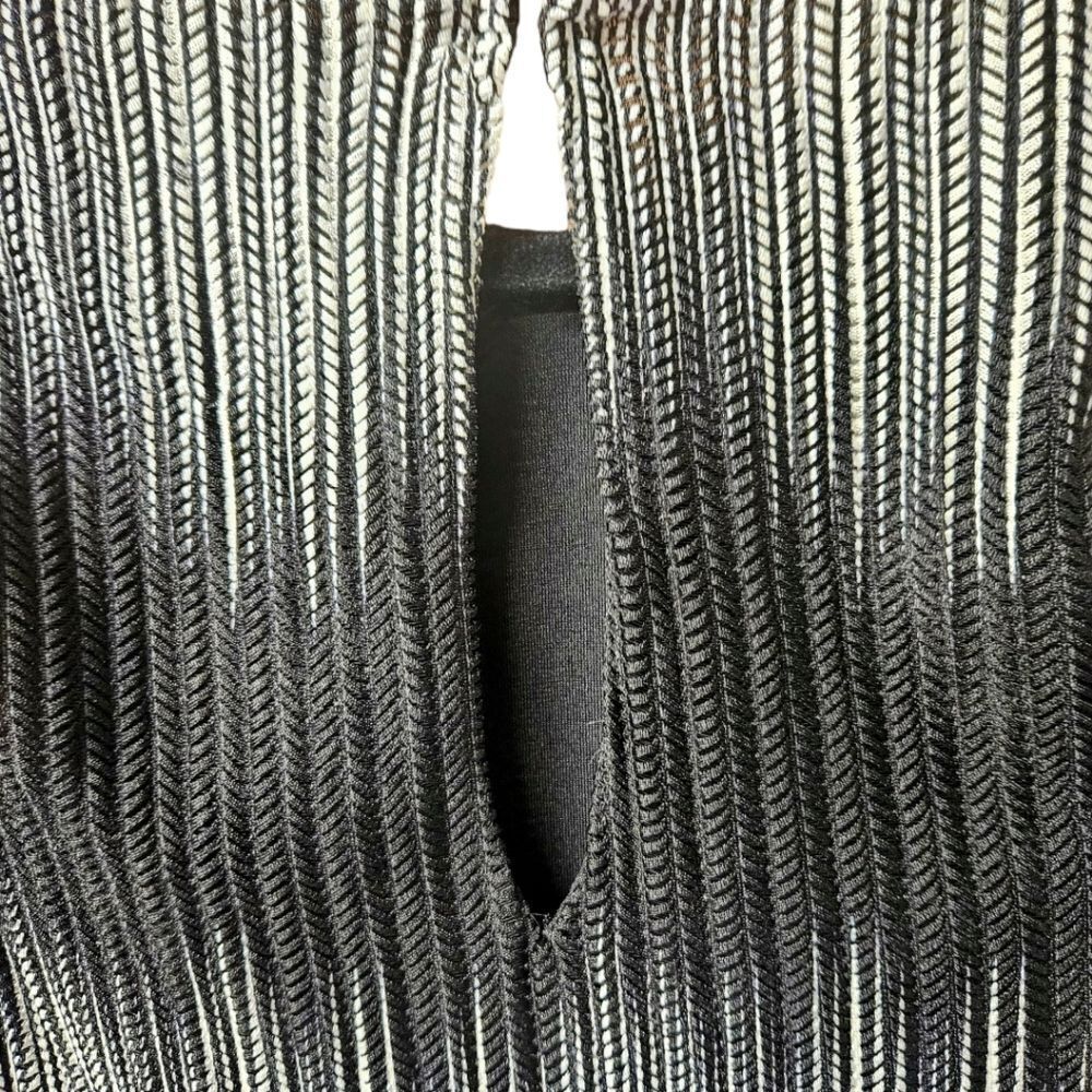CITY CHICβ Black & Silver Ombre Mesh Knit Long Sleeve Cold Shoulder Shift Dress - Picture 11 of 15